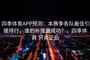 四季体育APP预测：本赛季各队最佳引援排行，谁的补强最成功？，四季体育 只卖正品